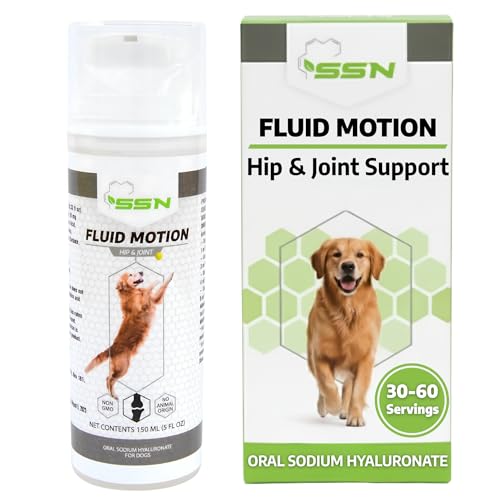 Fluid Motion - Hip & Joint Support for Dogs - Liquid Hyaluronic Acid - Joint Mobility, Skin, & Coat Supplement for Senior Dogs - Apple Flavor - Glucosamine Alternative (30-60+ Day Supply)