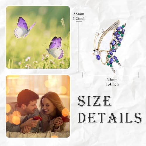 Image of Animal Brooch for Women Zirconia Rhinestone Abalone Shell Animal Lapel Pin Christmas Birthday Holiday Gift for Wife Mother Girlfriend Daughter