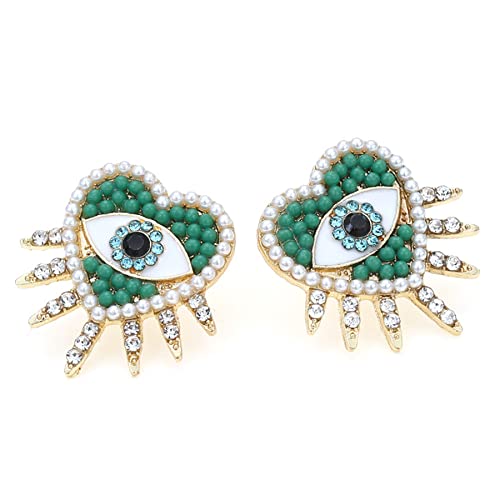 Evil Eye Earrings-Statement Heart Crystal Drop Earrings for Women, Big Dangle Earrings3