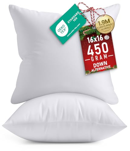 Utopia Bedding Throw Pillows Insert (Pack of 2, White) - 16 x 16 Inches Bed and Couch Pillows - Indoor Decorative Pillow