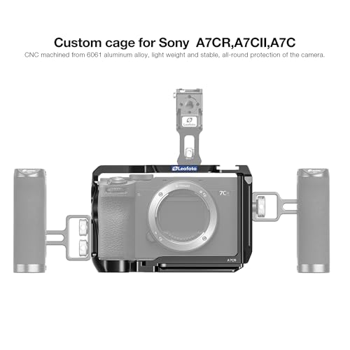 Image of Leofoto A7CR Camera Video Cage for Sony A7C II / A7CR /A7C,Aluminum Alloy Camera Cage w Anti-Twist Design,Compatible with Arca,Multiple 1 /4 inch-20 & 3 /8 inch-16 ARRI Accessory for Microphones, Monitors, etc