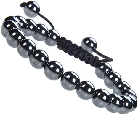 Massive Beads Magnetic Therapy Bracelet - Hematite Healing Crystal Braided Rope Energy Beads Bracelet for Pain Relief (Hematite)