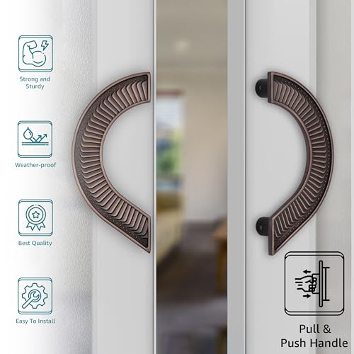 Image of Plantex Heavy Duty Main Door Handle /8-inches Round Shape Door Handle for Main Door /Pull Push Door Handle for Home /Hotel - Pack of 1 (321-Copper Antique Finish) - 3 Years Warranty