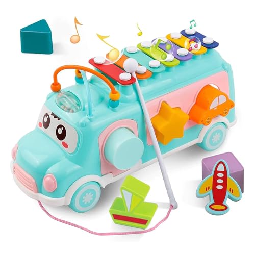 Image of StarAndDaisy Activity Musical Bus School Bus Xylophone Toy for Toddlers, Infant School Bus Toy for Kids , Baby Musical Bus Toys for 1 Year Old, Shape Sorter Push & Pull Educational and Learning Toys