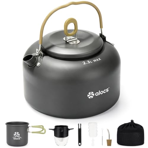 ALOCS 2.3L Portable Kettle with Pour Over Kit & Mug, Camping Coffee Pot Set