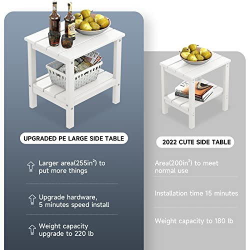 Kingyes Double Side Table, Adirondack End Table- White #TOP7