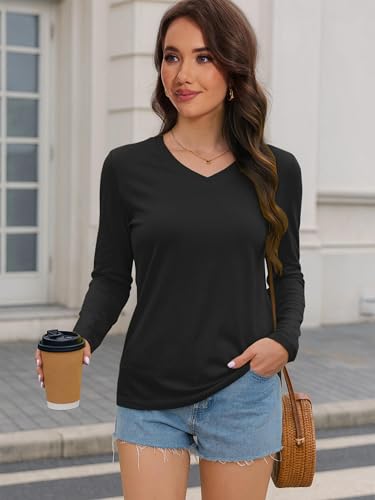 SMENG Women's Long Sleeve Shirts Cotton UPF 50+ T-Shirt V Neck Casual Outdoor Wear Fall Tops2
