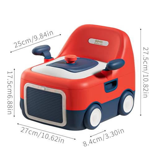 Baby Potty Toilet Potty Training Seat with Handles/Foot Stool/High Back Support, Foldable Portable Potty Chair with Night Light Guard Handle Soft Cushion for Kids Aged 6 Months to 6 Years Old (Red) - Image 6