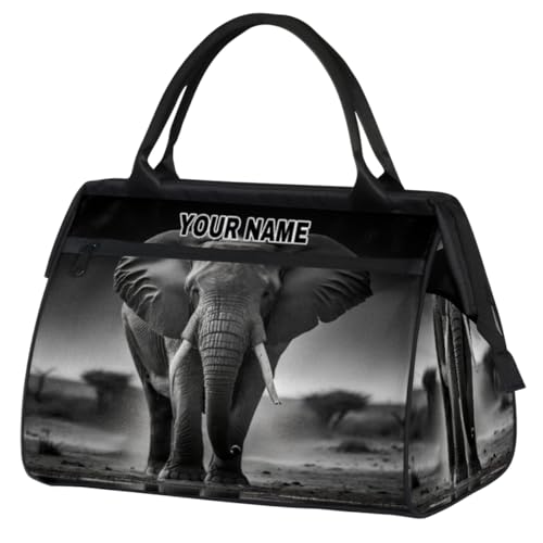 Personalized Custom Duffel Bags for Women Men, Personalized Customized Travel Duffel Bag, Waterproof Sports Gym Bag Weekender Overnight Bag Carry On Tote Bag, Art Animal Elephant