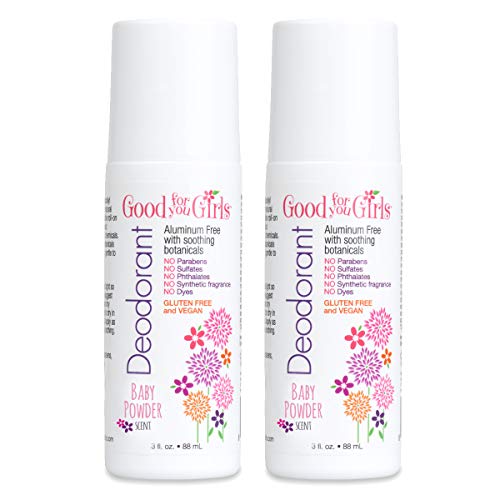 Good For You Girls Aluminum Free Natural Deodorant, Kids, Teens, Vegan, Gluten Free, 3 fl. oz (Baby Powder, 2 Pack)