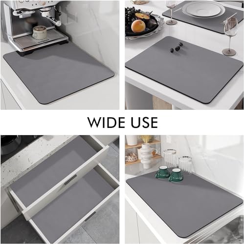 Image of Kitchen Dish Drying Mat - Super Absorbent Water Soaking Dish Dry Mat for Utensils, Plates & Kitchen Countertop (40x30)