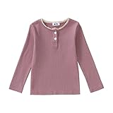 Toddler Baby Girl Basic Long Sleeve Shirt Kids Lace Collar Button Ribbed Knit Top Solid Color Casual