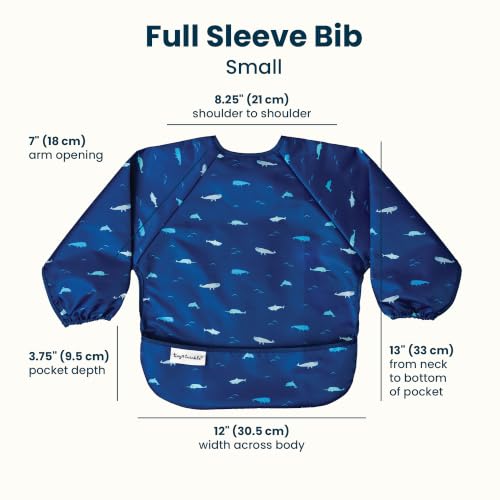 Image of Tiny Twinkle Long Sleeve Bib for Babies & Toddlers | Waterproof Smock Bib for Eating | Machine Washable & Mess-Proof Feeding Essentials | Newborn Shower Gift (Ocean Life, 6-24M)