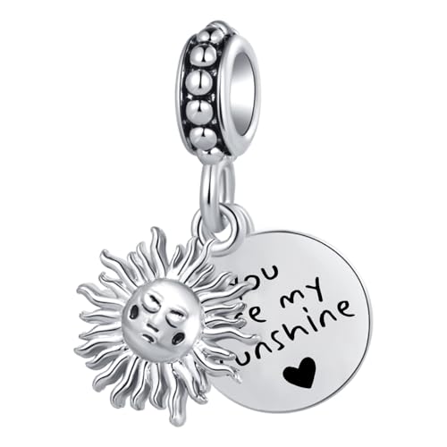 SBI Jewelry Abalorio para mujer con texto en inglés «You are My Sunshine» compatible con pulseras Pandora para mujer, talla única, Cobre, No es una piedra preciosa