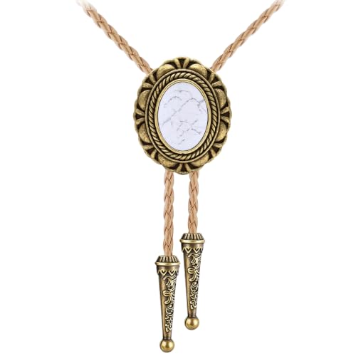 Image of GelConnie Native American Bolo Tie Rodeo Cowboy Leather Necktie Western Necklace Costume Accessories for Men,Women
