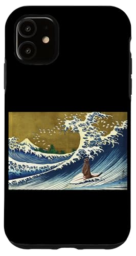 Funny Retro Vintage Surfing A Great Wave Meerkat Lover �X�}�z�P�[�X iPhone 11 �p