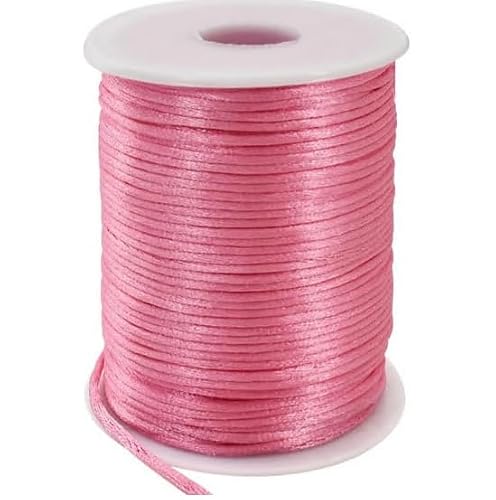 TONIFUL 2mm x 110 Yards Light Pink Nylon Cord Satin String for Bracelet Jewelry Making Rattail Macrame Trim Cord Necklace Bulk Beading Thread Kumihimo Chinese Knot Craft - Thumbnail 7