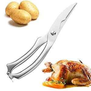 Roestvrijstalen scherpe schaar, keukenschaar, huishoudschaar, multifunctionele schaar van roestvrij staal, gevogelteschaar, gemakkelijk uit elkaar te halen en te reinigen voor kip, gans, kalkoen, vis, groenten, barbecue