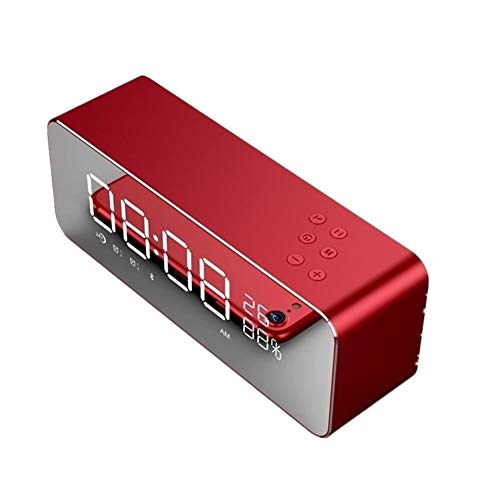 S1-Wecker-Lautsprecher Sound-drahtloser Wireless Subwoofer kreative Nacht Spiegel Für Schlafzimmer Office (Color : Red)