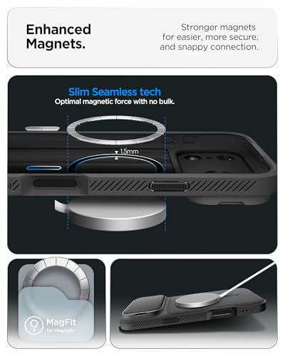 Coque iPhone 17 Pro Spigen Optik Armor MagFit noire avec protection caméra