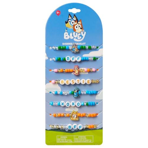 LUV HER Bluey Kids Jewelry 8 Pack Beaded Friendship Bracelets Lightweight Colorful Fun for Girls Ages 3+ Gift-Ready BFF Theme Safe Elastic Stretch