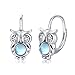 Eulen Geschenke f&uuml;r M&auml;dchen 925 Sterling Silber Eulen Ohrringe Mondstein Eule Creolen Eulen Schmuck Geschenke f&uuml;r Damen Frauen Tierliebhaber