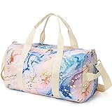 Sport Gym Duffle Travel Bag for Men Women Duffel with Shoe Compartment, Wet Pocket (Marble Orange)