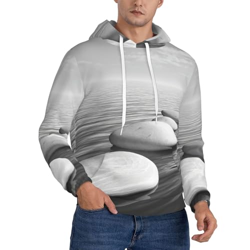 Pull à manches longues thermique avec capuche ajustable gris zen stones pour hommes