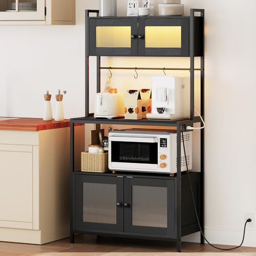 HOOBRO Bakers Rack with Storage Cabinet, 5-Tier Coffee...