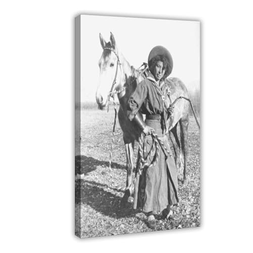 Cowgirl noire 1880 portrait Nellie Brown sur toile imprimée avec cadre suspendu pour bureau