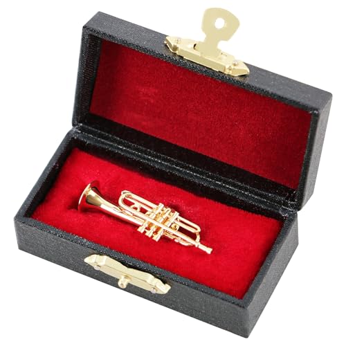 Image of EASTROCK Miniature Trumpet Brooch Pin, Mini Trumpet Pin Fashion Lapel Brooch for Men Women with Case Musical Gift Birthday Gift