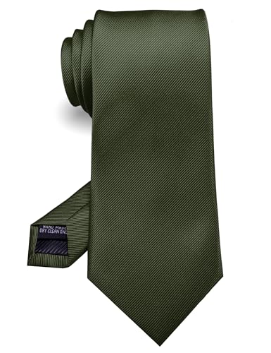 RBOCOTT Silk Olive Green Tie Business Wedding Formal Necktie for Men (Olive Green2)