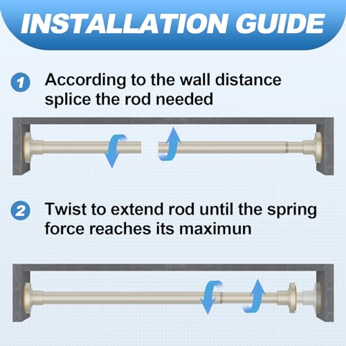 Image of CorkLatta Brushed Nickel Shower Curtain Rod 31 to 80 Inch,1 Inch Diameter Adjustable Spring Tension Stainless Steel Telescoping Rod,Easy Install,No Rust