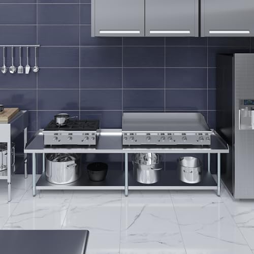 Image of AmGood Stainless Steel Equipment Stand - Heavy Duty, Commercial Grade, with Undershelf, NSF Certified (24 inch Width x 96 inch Length)
