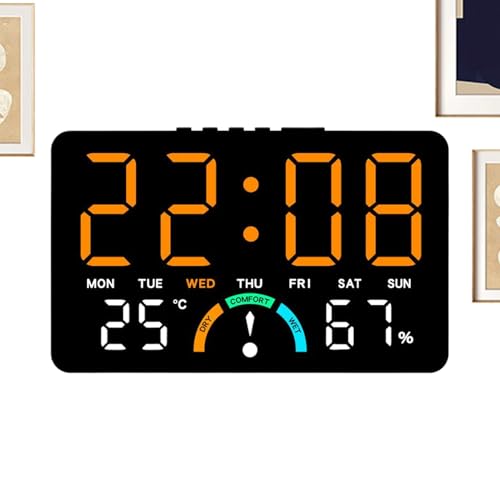 Generisch Despertador digital para el dormitorio | indicador de temperatura | montaje en pared reloj digital, para estudiantes que duermen profundamente, personas mayores, adultos, niños, oficina