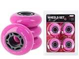 Nils Extreme Inliner-Rollen Inline Skates Rollen Wheel # mit guter Haftung Rollenset für drinnen & draußen ohne Lager Rosa (PU 64x24)