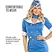 Morph Air Hostess Costume for Women Blue - Retro Stewardess Outfit Womens - Flight Attendant Costume for Women Large