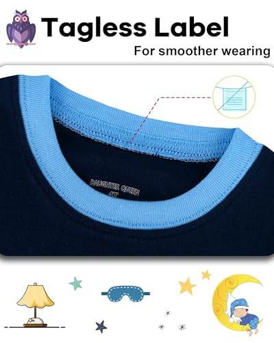 Image of DAUGHTER QUEEN Boys Pajamas 4 Pieces Long Set 100% Cotton Sleepwear Size 18 Months-12 Years