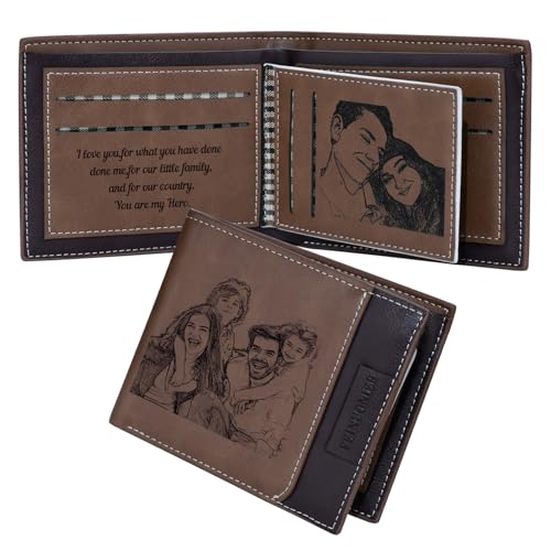 Gifts for Husband Personalized Wallets for Men Custom Photo Wallets for BF Dad Son Family Groomsmen Friend, Birthday Anniversary Father's Day Christmas Gifts for Men