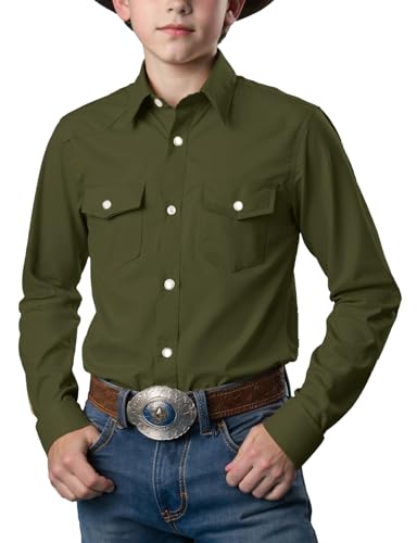 Image of Spring&Gege Boys' Long Sleeve Western Cowboys Pearl Snap Button Down Shirts (5-14 Years)