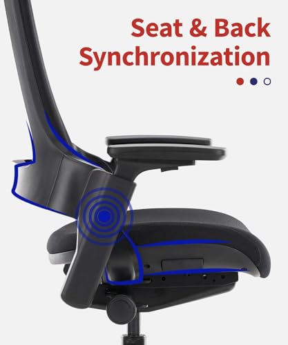 Image of CLATINA Ergonomic High Swivel Executive Chair Fabric Mesh Office Tables Chair with Adjustable Height Head 3D Arm Rest Lumbar Support and Upholstered Back for Home Office Conference Black