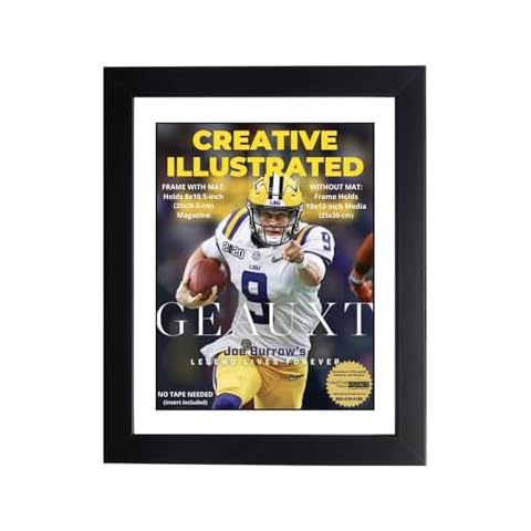 Creative Picture Frames 8" x 10.5" Sports Illustrated Magazine Display Frame, Suitable for 1994-Current Collector's Edition Sports Magazines with Wall Mount & Easel, White Mat, 1 Count Cover