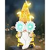 Istatue garden gnomes outdoor clearance with solar bee lights 95 resin figurine honeycomb sunflower spring summer decoration for home garden decor lawn ornaments mr bee gnome  urban country home decor