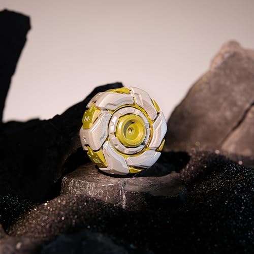 Image of Metal Fidget Spinner for Adults - Spin-Activated Transformation (Open Armor) Spinner, Cool Fidget Toy for Stress Relief, Viral on TikTok & YouTube (Gold & Gray)