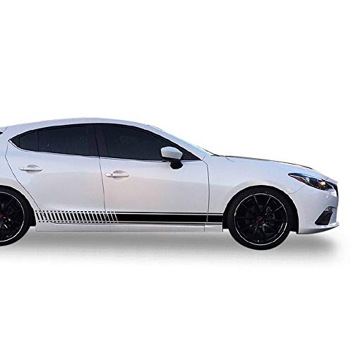Decal Sticker Vinyl Side Sport Stripe Body Kit Compatible With Mazda 3 2013-2017 (Black) #TOP18