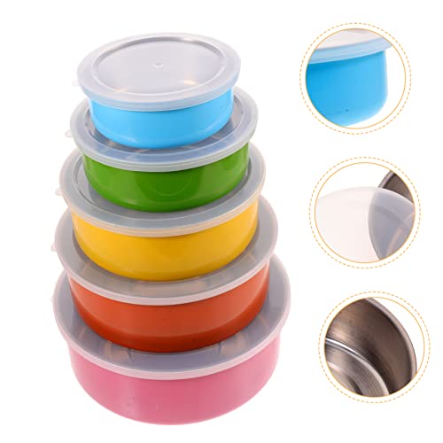 Set de 5 tazones de acero inoxidable con tapa miniatura 2