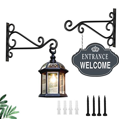 Fashion&cool Wall Hanging Plant Brackets, 12 Inch Retro Heavy Duty Iron Plant Hanger Bracket, Indoor Outdoor Plant Hanger Hook for Hanging Plants Bird Feeder Lantern Wind Chimes
