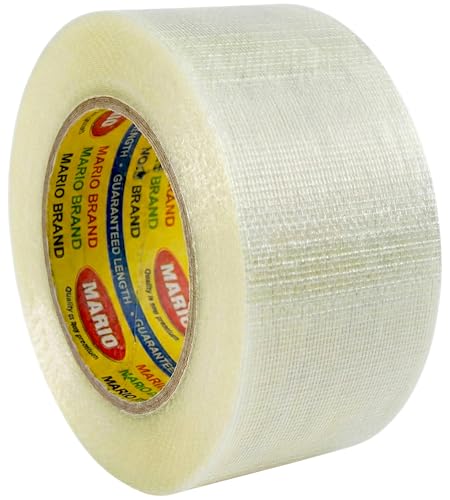 Image of Mario Cross Filament Tape 48mm x 50m (2Inch)-Strong Fiberglass Tape for Cricket Bat Protection, Crack Repair & Bat Face Shielding, Strong Strapping & Export Box Sealing, Industrial Security Packaging