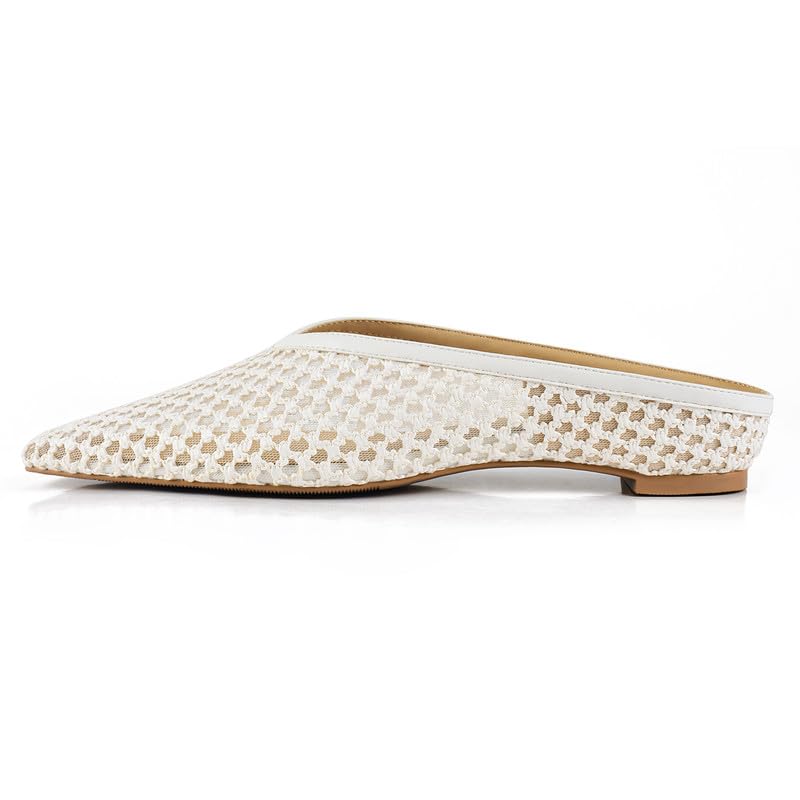 Image of Woven Mules for Women Slip on Comfortabke Metallic Slides Ladies Trendy Square Toe Hidden Wedge Mules