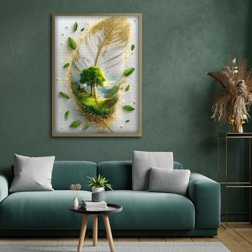 Puzzles Nature Art para adultos 1000 piezas, puzzle de pluma con arte de árbol y paisaje de río, desafiante para adultos miniatura 6